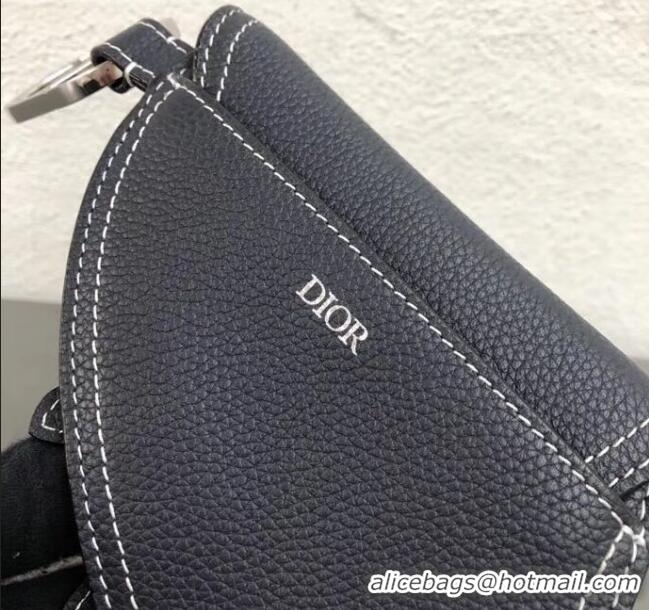 New Stylish Dior Man's Calfskin Saddle Wallet CD2838 Navy Blue