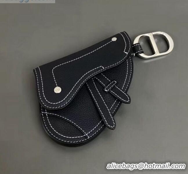 New Stylish Dior Man's Calfskin Saddle Wallet CD2838 Navy Blue