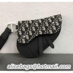 Wholesale Dior Saddle Clutch in Blue Oblique Jacquard Canvas and Black Leather CD2721