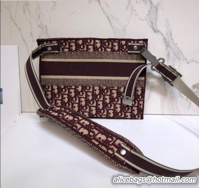 Conveniency Dior Clutch/Crossbody Bag in Burgundy Oblique Jacquard Canvas CD0343