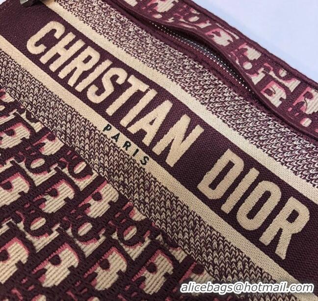 Conveniency Dior Clutch/Crossbody Bag in Burgundy Oblique Jacquard Canvas CD0343