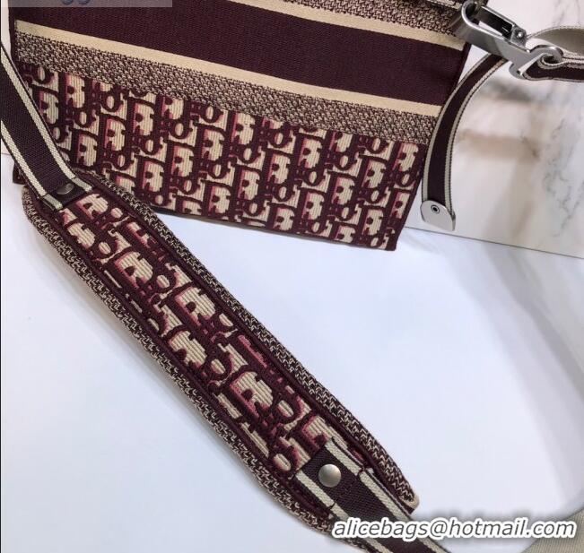 Conveniency Dior Clutch/Crossbody Bag in Burgundy Oblique Jacquard Canvas CD0343