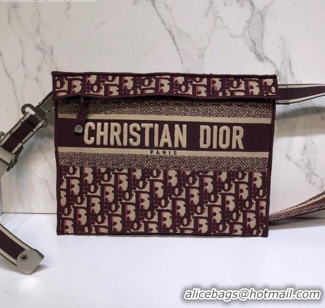 Conveniency Dior Clutch/Crossbody Bag in Burgundy Oblique Jacquard Canvas CD0343