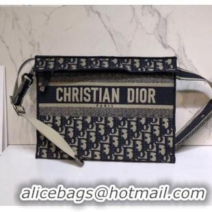 Grade Discount Dior Clutch/Crossbody Bag in Blue Oblique Jacquard Canvas CD0343