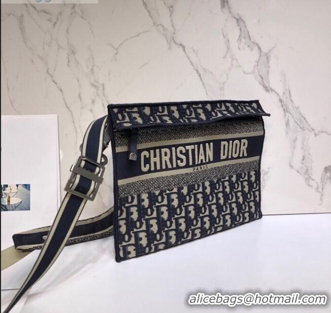 Grade Discount Dior Clutch/Crossbody Bag in Blue Oblique Jacquard Canvas CD0343