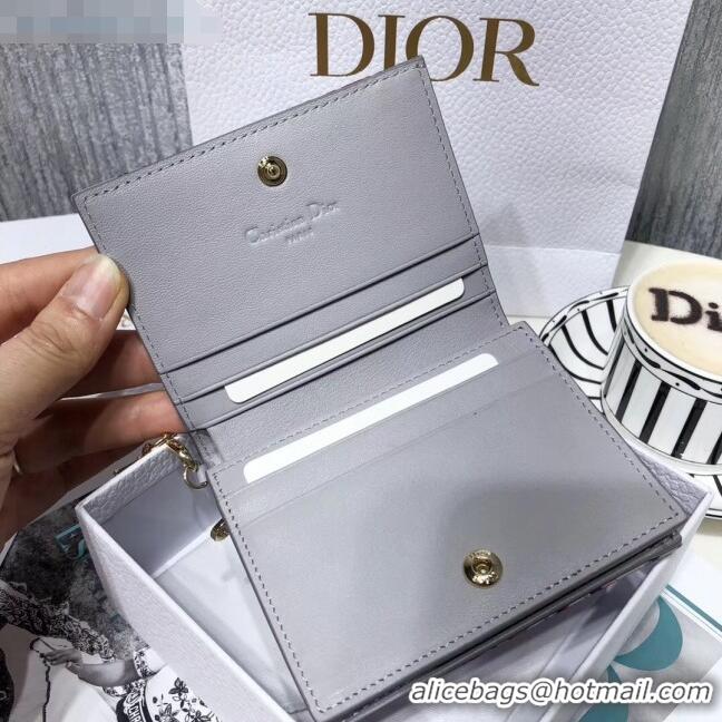 Spot Bulk Dior Short Wallet in Phenix Fairy Tale Print Grey Calfskin 2019 CD1328