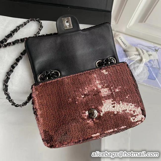 Unique Style Chanel Original flap bag Sequins&sheepskin AS1448 Burgundy