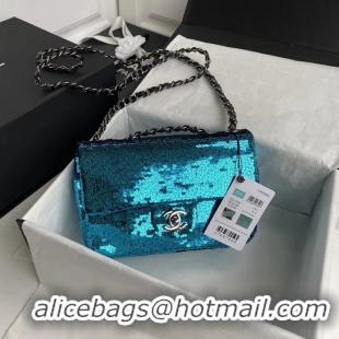 Stylish Chanel Original flap bag Sequins&sheepskin AS1448 blue