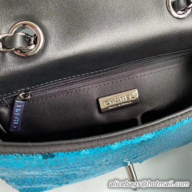 Stylish Chanel Original flap bag Sequins&sheepskin AS1448 blue