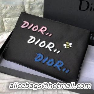 Luxury Cheap Dior x Kaws Men's Nylon Bee Logo Pouch CD2471