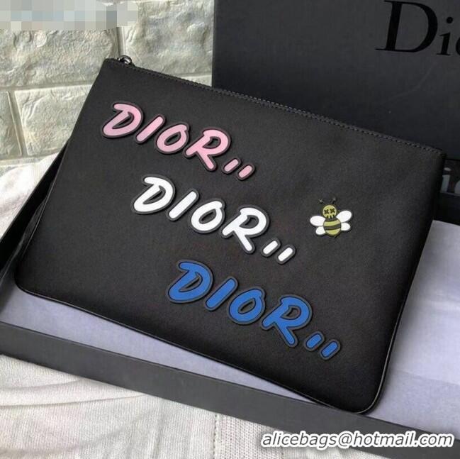 Luxury Cheap Dior x Kaws Men's Nylon Bee Logo Pouch CD2471