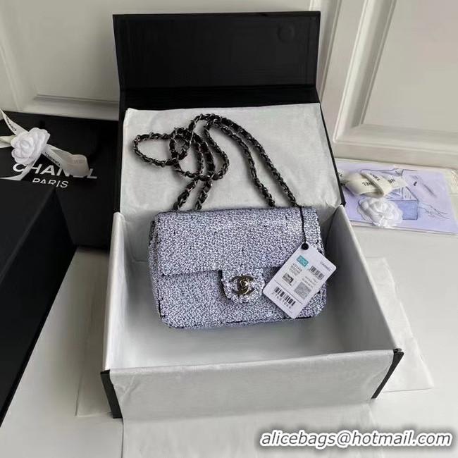 Stylish Chanel Original flap bag Sequins&sheepskin AS1448 white