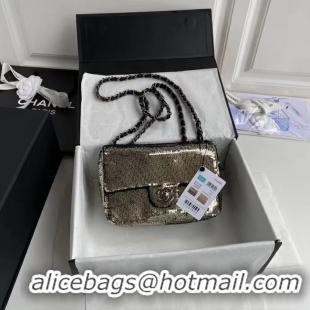 Grade Quality Chanel Original flap bag Sequins&sheepskin AS1448 grey