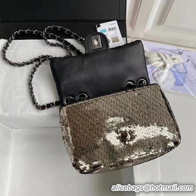 Grade Quality Chanel Original flap bag Sequins&sheepskin AS1448 grey