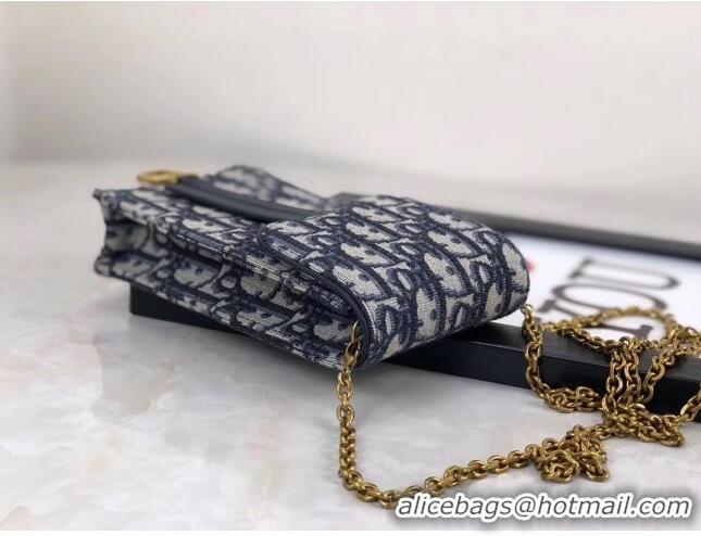 Free Shipping Dior Oblique Jacquard Canvas Phone Case Chain Clutch CD0703