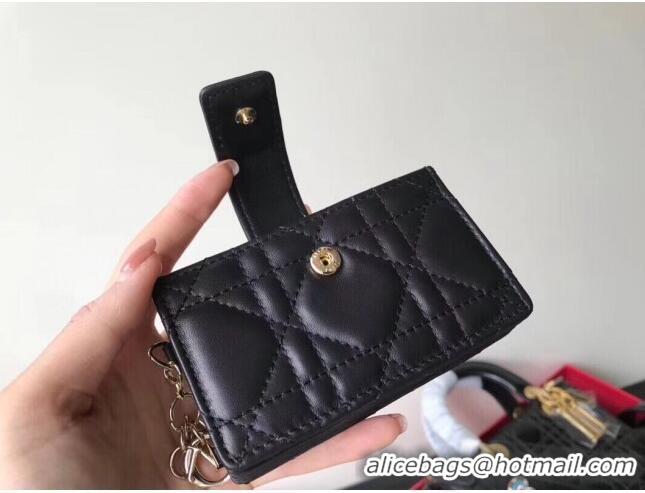 Noble Imitation Dior Lady Dior Cannage Lambskin Card Holder CD2652 Black 2019