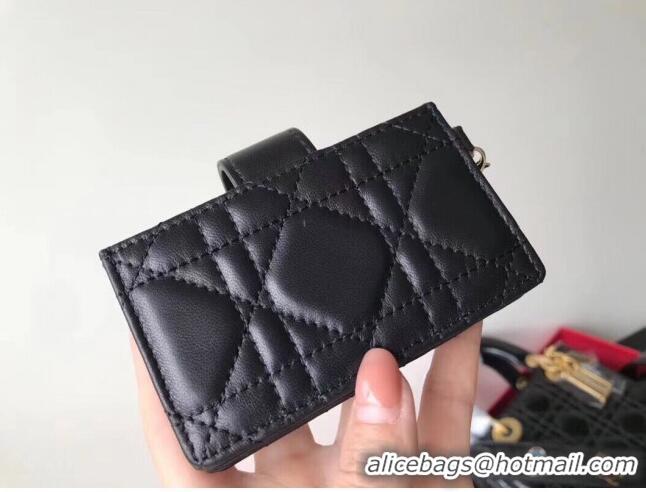 Noble Imitation Dior Lady Dior Cannage Lambskin Card Holder CD2652 Black 2019