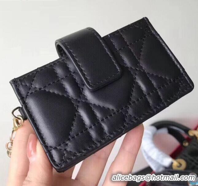 Noble Imitation Dior Lady Dior Cannage Lambskin Card Holder CD2652 Black 2019