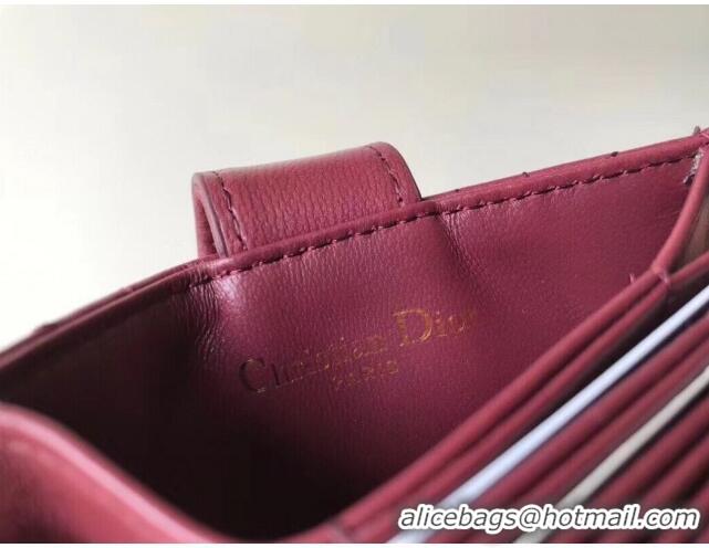 Best Quality Dior Lady Dior Cannage Lambskin Card Holder CD2652 Burgundy 2019