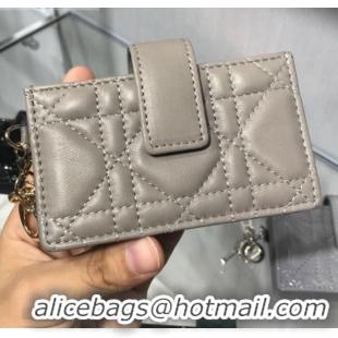 Cheapest Dior Lady Dior Cannage Lambskin Card Holder CD2652 Grey 2019