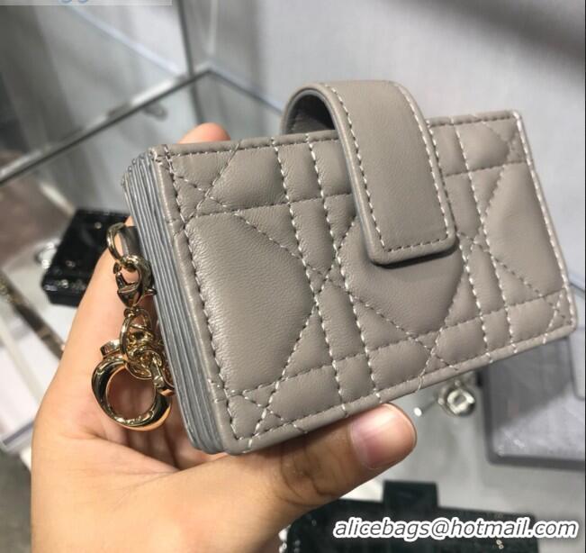 Cheapest Dior Lady Dior Cannage Lambskin Card Holder CD2652 Grey 2019