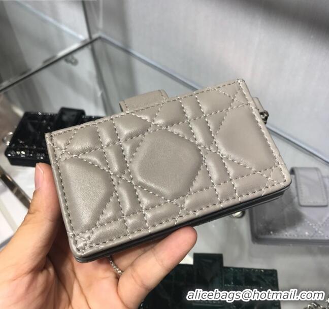 Cheapest Dior Lady Dior Cannage Lambskin Card Holder CD2652 Grey 2019