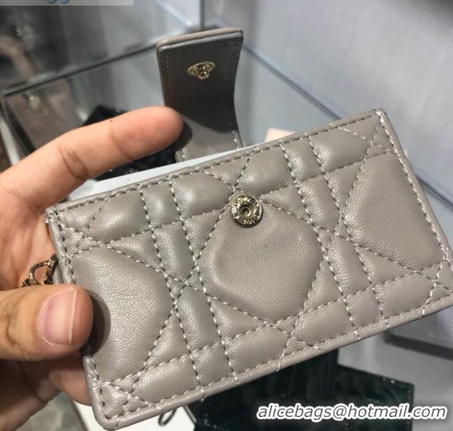 Cheapest Dior Lady Dior Cannage Lambskin Card Holder CD2652 Grey 2019