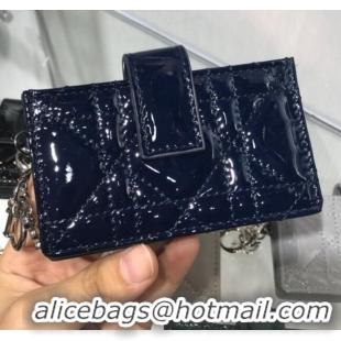 Classic Specials Dior Lady Dior Cannage Lambskin Card Holder CD2652 Blue 2019