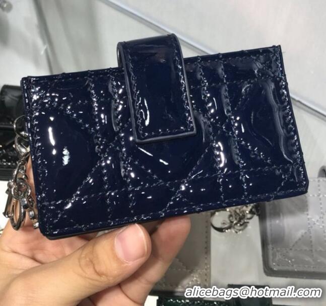 Classic Specials Dior Lady Dior Cannage Lambskin Card Holder CD2652 Blue 2019