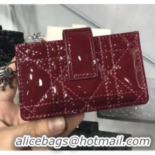 New Fashion Dior Lady Dior Cannage Lambskin Card Holder CD2652 Burgundy 2019