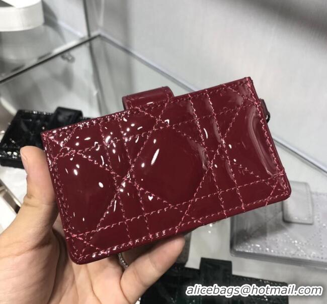 New Fashion Dior Lady Dior Cannage Lambskin Card Holder CD2652 Burgundy 2019