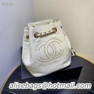 Trendy Design CHANEL Calfskin small Backpack & gold-Tone Metal AS1614 white