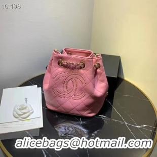 Low Price CHANEL Calfskin small Backpack & gold-Tone Metal AS1614 pink