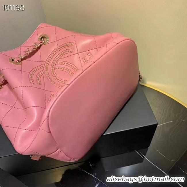 Low Price CHANEL Calfskin small Backpack & gold-Tone Metal AS1614 pink