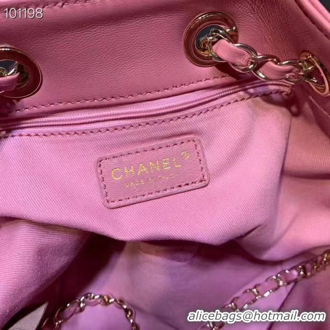 Low Price CHANEL Calfskin small Backpack & gold-Tone Metal AS1614 pink