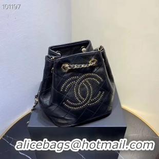 Most Popular CHANEL Calfskin small Backpack & gold-Tone Metal AS1614 black