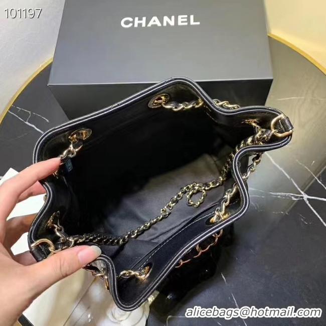 Most Popular CHANEL Calfskin small Backpack & gold-Tone Metal AS1614 black