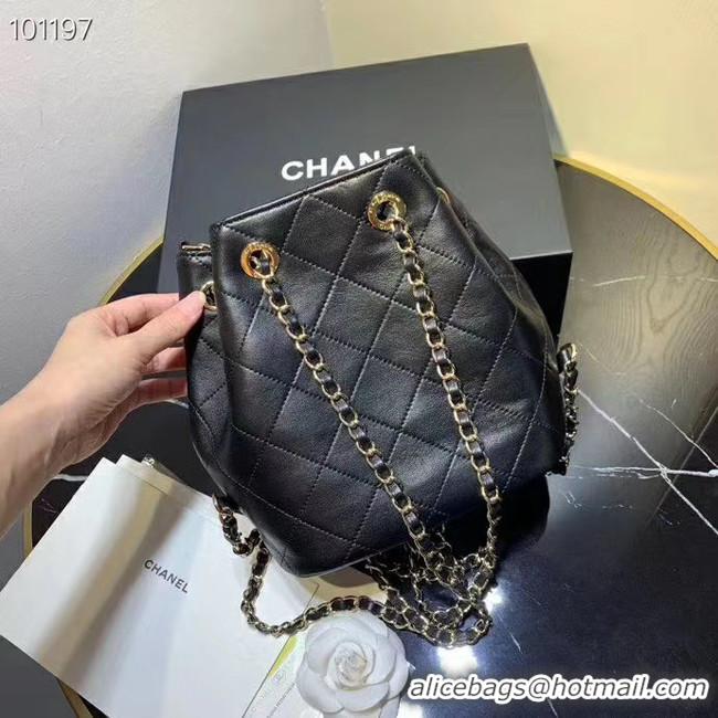 Most Popular CHANEL Calfskin small Backpack & gold-Tone Metal AS1614 black