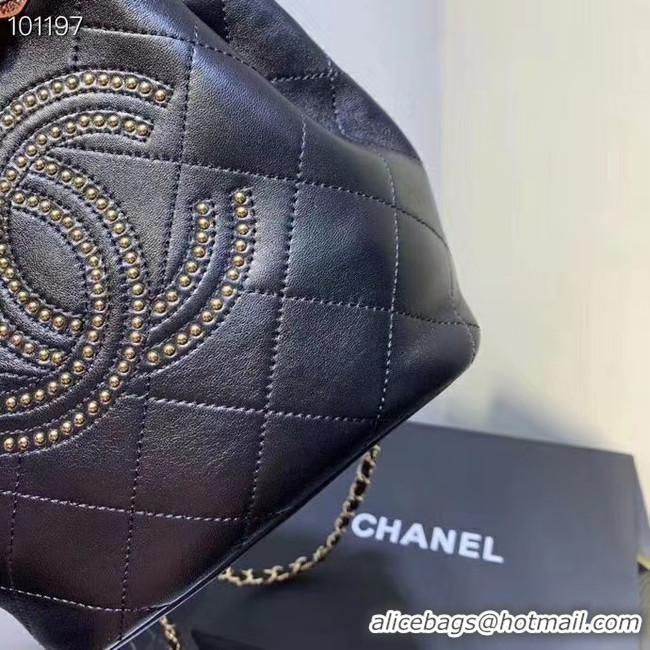 Most Popular CHANEL Calfskin small Backpack & gold-Tone Metal AS1614 black