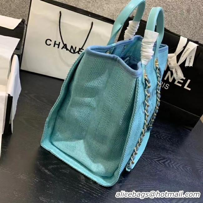 Shop Duplicate Chanel Shopping bag A66941 sky blue