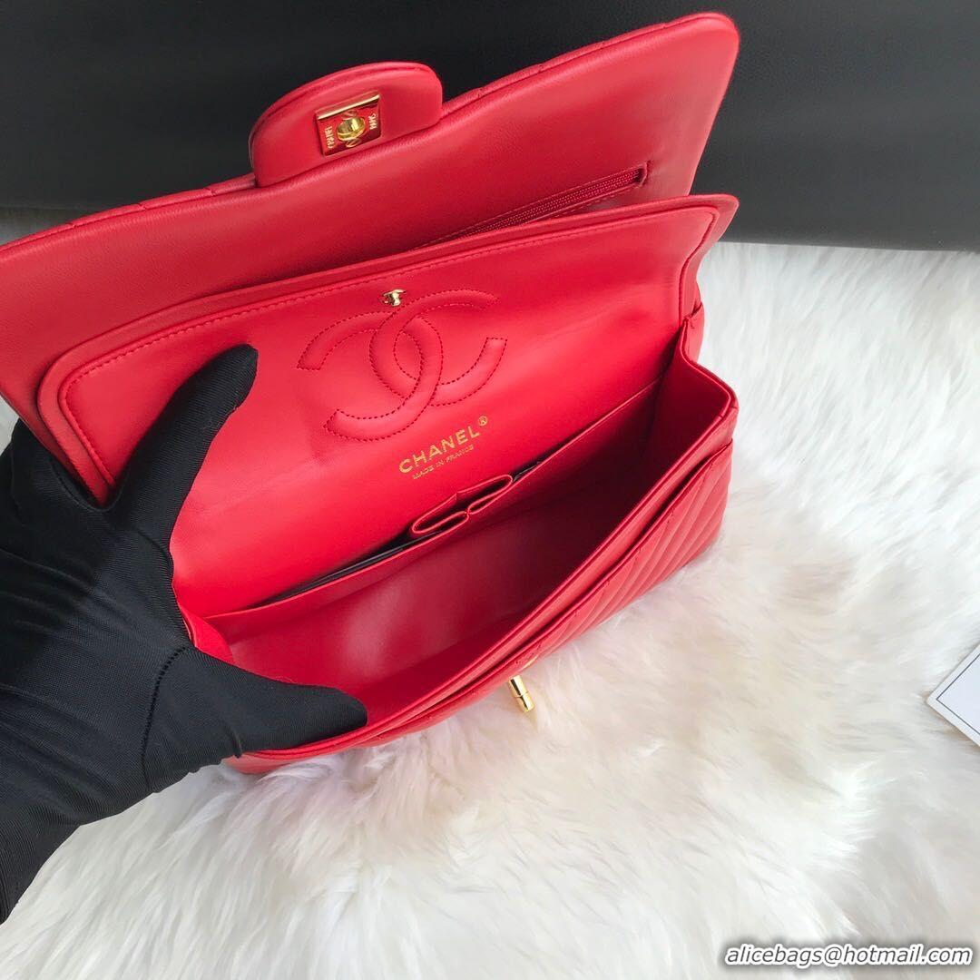 Good Quality Chanel Flap Original Lambskin Leather Shoulder Bag 1112V Red