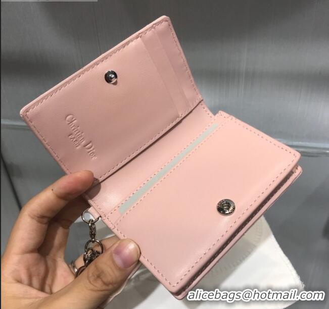 Top Quality Dior Lady Cannage Patent Leather Card Holder Wallet CD1060 Pink 2019