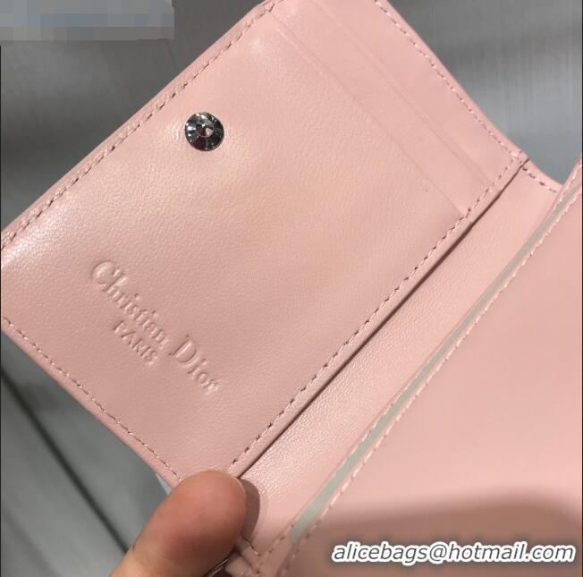 Top Quality Dior Lady Cannage Patent Leather Card Holder Wallet CD1060 Pink 2019