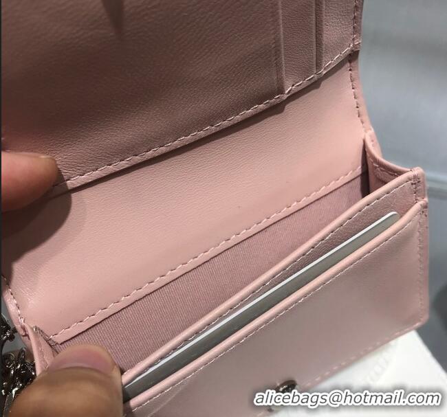 Top Quality Dior Lady Cannage Patent Leather Card Holder Wallet CD1060 Pink 2019