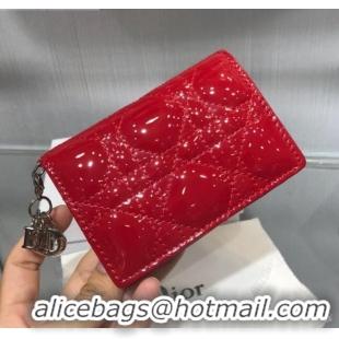 Best Design Dior Lady Cannage Lambskin Card Holder Wallet CD1066 Red 2019