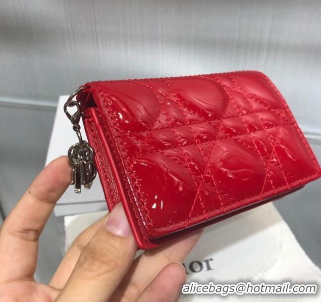 Best Design Dior Lady Cannage Lambskin Card Holder Wallet CD1066 Red 2019