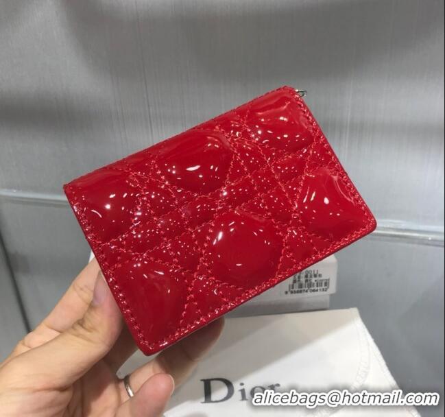 Best Design Dior Lady Cannage Lambskin Card Holder Wallet CD1066 Red 2019