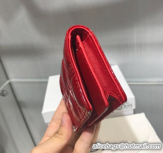 Best Design Dior Lady Cannage Lambskin Card Holder Wallet CD1066 Red 2019