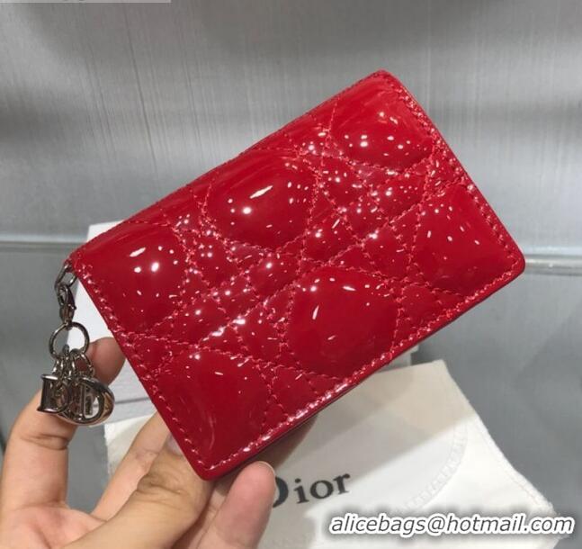 Best Design Dior Lady Cannage Lambskin Card Holder Wallet CD1066 Red 2019