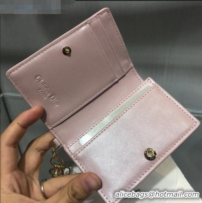 Latest Style Dior Lady Cannage Lambskin Card Holder Wallet CD1066 Pearl Pink 2019